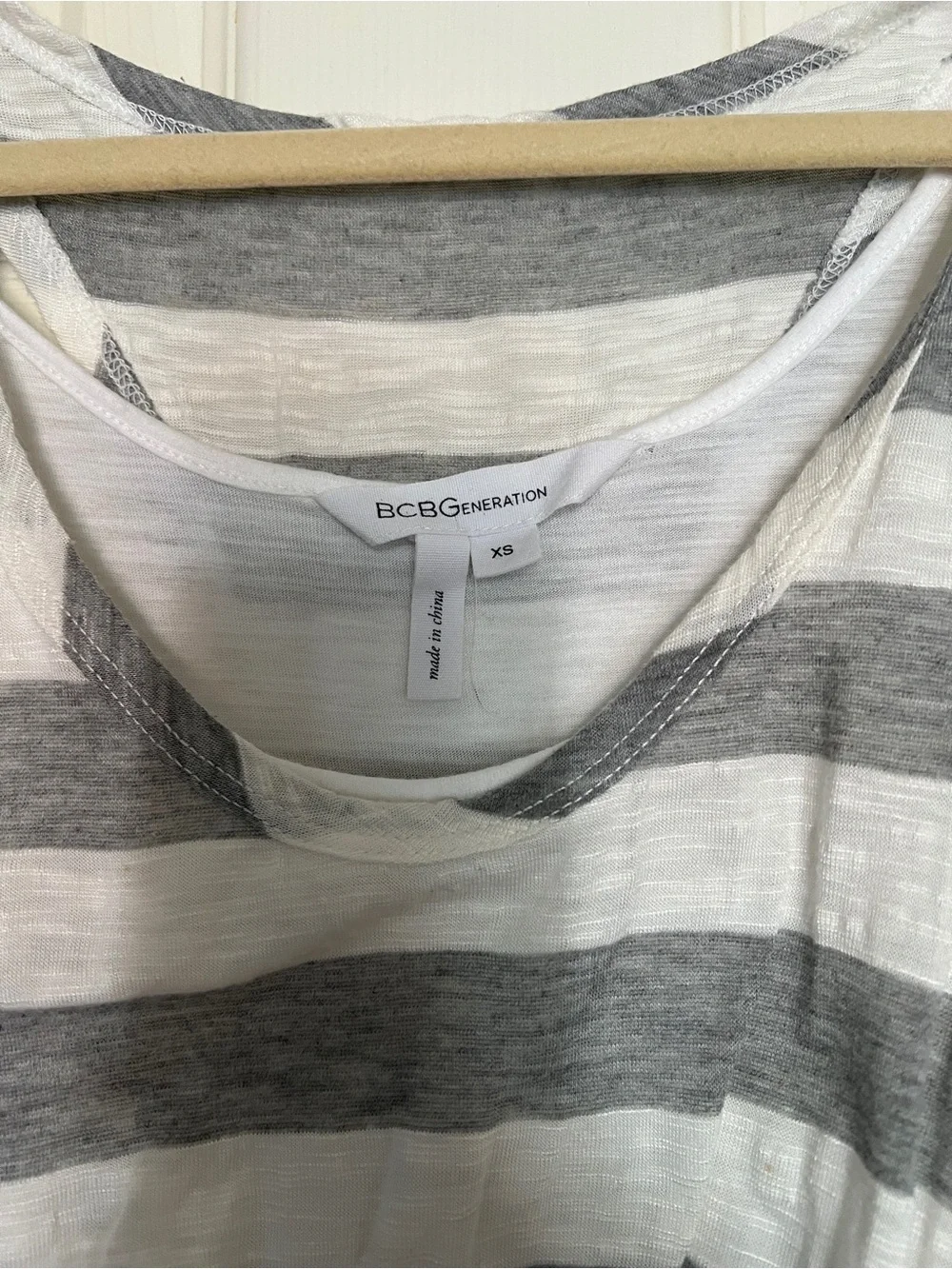 BCBGeneration Gray & White Striped Sleeveless Tank - Picture 2 of 3